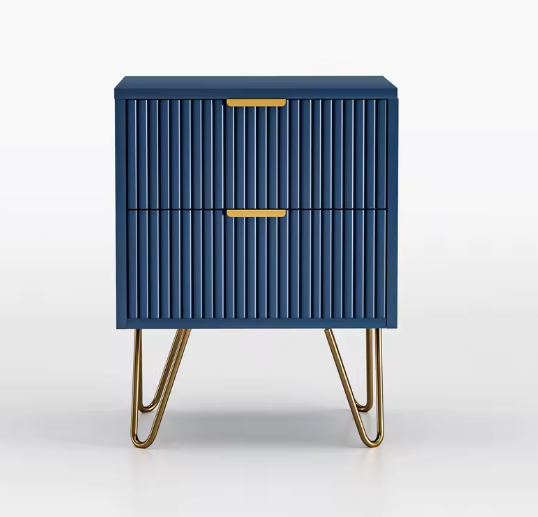 Blauwe Ladekast met 3 Lades – Modern Opbergmeubel met Metalen Poten