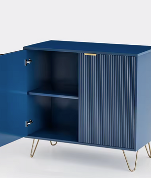 Blauwe Ladekast met 3 Lades – Modern Opbergmeubel met Metalen Poten