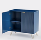 Blauwe Ladekast met 3 Lades – Modern Opbergmeubel met Metalen Poten
