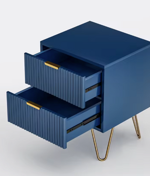 Blauwe Ladekast met 3 Lades – Modern Opbergmeubel met Metalen Poten