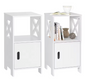 Set van 2 Smalle Nachtkastjes – Wit, 60 cm Hoog met Deur & Open Vaks