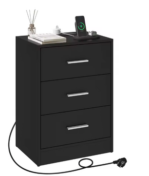 Nachtkastje met Oplaadstation – 3 Lades, USB & Type-C Poort