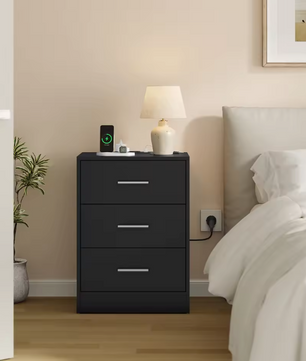 Nachtkastje met Oplaadstation – 3 Lades, USB & Type-C Poort