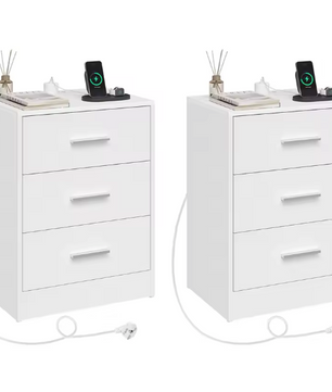 Nachtkastje met Oplaadstation – 3 Lades, USB & Type-C Poort