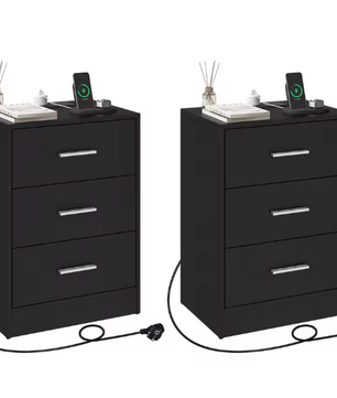 Nachtkastje met Oplaadstation – 3 Lades, USB & Type-C Poort