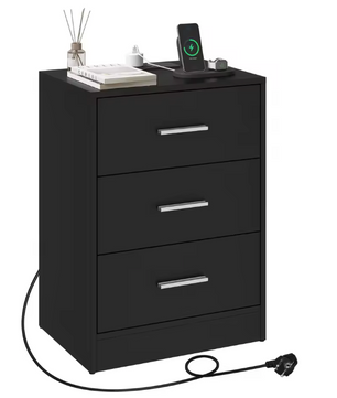 Nachtkastje met Oplaadstation – 3 Lades, USB & Type-C Poort