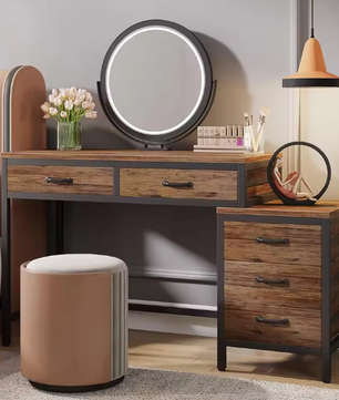 Make-up Bureau met 5 Lades – Grijs Kaptafelblad & Ladekast