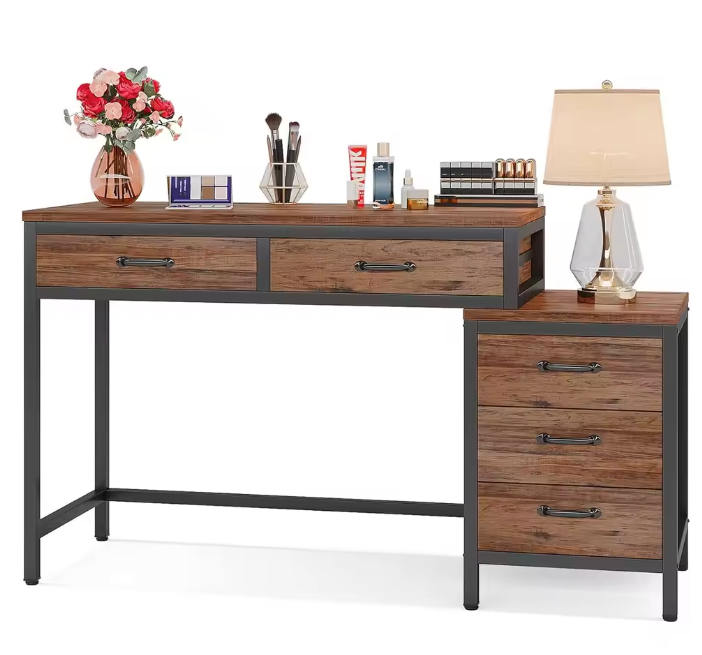 Make-up Bureau met 5 Lades – Grijs Kaptafelblad & Ladekast