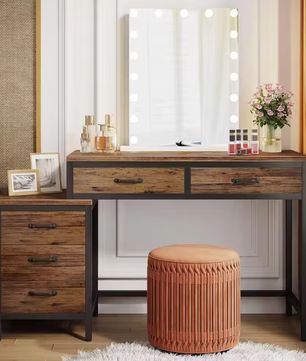 Make-up Bureau met 5 Lades – Grijs Kaptafelblad & Ladekast