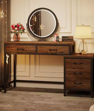 Make-up Bureau met 5 Lades – Grijs Kaptafelblad & Ladekast