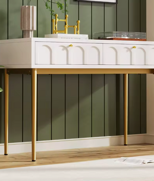 Ladekast met 2 Lades – Crèmewit Highboard van 76,5 cm Hoog