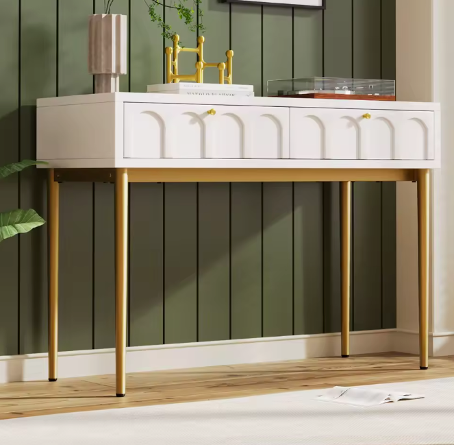 Ladekast met 2 Lades – Crèmewit Highboard van 76,5 cm Hoog