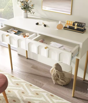 Ladekast met 2 Lades – Crèmewit Highboard van 76,5 cm Hoog
