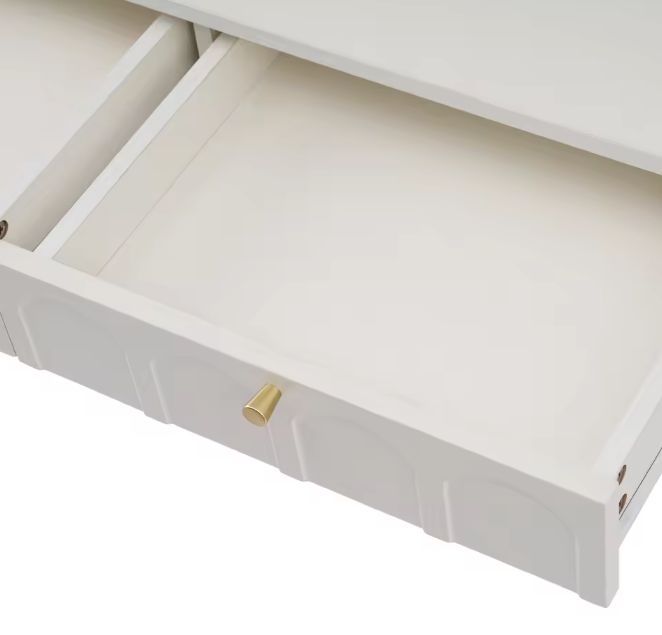Ladekast met 2 Lades – Crèmewit Highboard van 76,5 cm Hoog