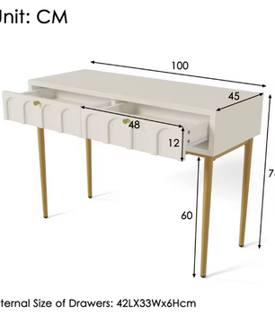 Ladekast met 2 Lades – Crèmewit Highboard van 76,5 cm Hoog