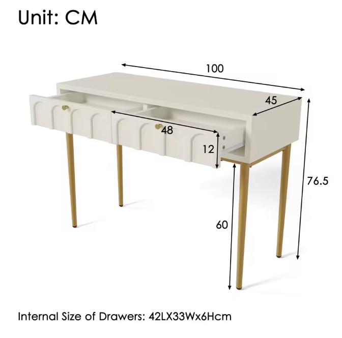 Ladekast met 2 Lades – Crèmewit Highboard van 76,5 cm Hoog
