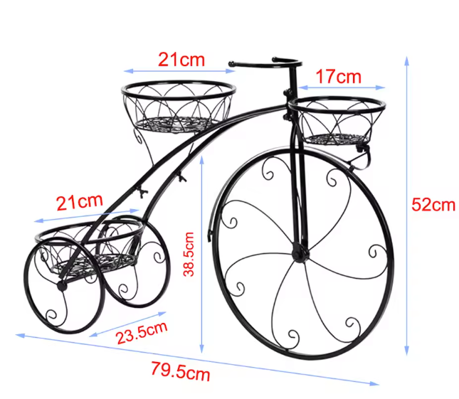 Fiets plantenstandaard smeedijzer – 3-laags decorrek