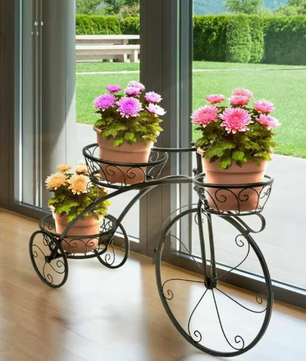 Fiets plantenstandaard smeedijzer – 3-laags decorrek