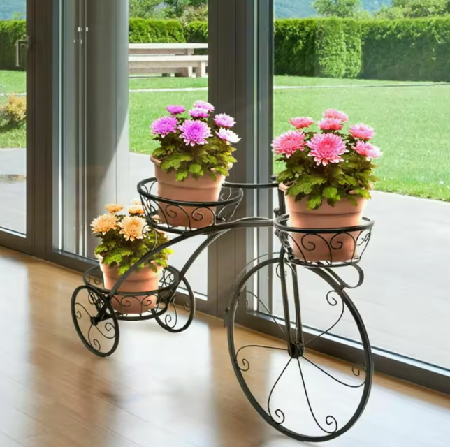 Fiets plantenstandaard smeedijzer – 3-laags decorrek