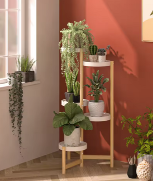 Ronde bamboe plantenstandaard – 3 tot 5 lagen voor hoek