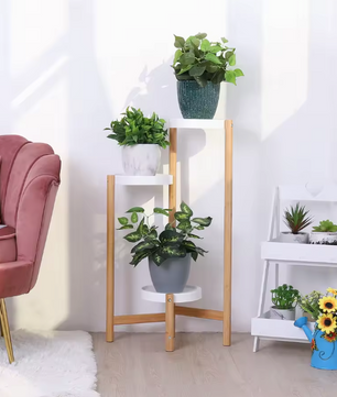 Ronde bamboe plantenstandaard – 3 tot 5 lagen voor hoek