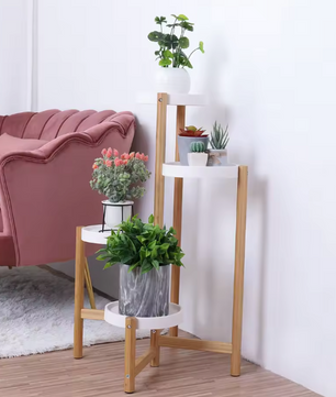 Ronde bamboe plantenstandaard – 3 tot 5 lagen voor hoek