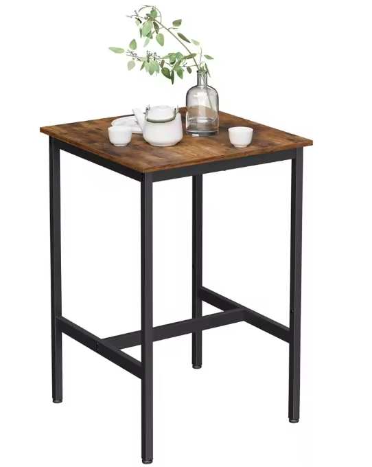 Vierkante bartafel met staal – hoge tafel 60×60×92 cm