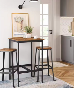 Vierkante bartafel met staal – hoge tafel 60×60×92 cm