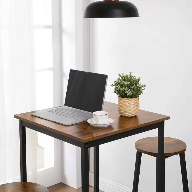 Vierkante bartafel met staal – hoge tafel 60×60×92 cm