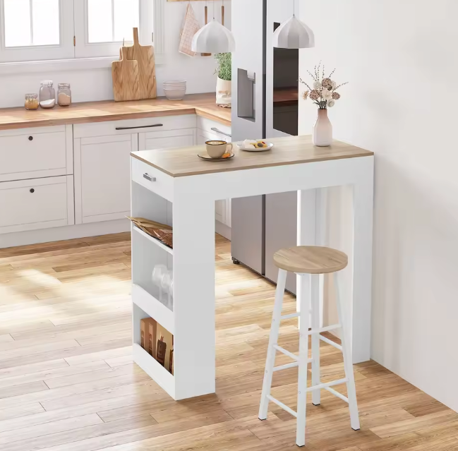 Bartafel met lade en wijnrek – 100×100×50 cm opbergtafel