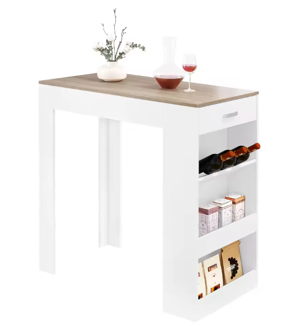 Bartafel met lade en wijnrek – 100×100×50 cm opbergtafel