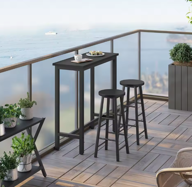 Rechthoekige bartafel 100 cm hoog met metalen frame