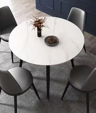 Ronde eettafel marmerlook – Ø80 cm voor 2–4 personen