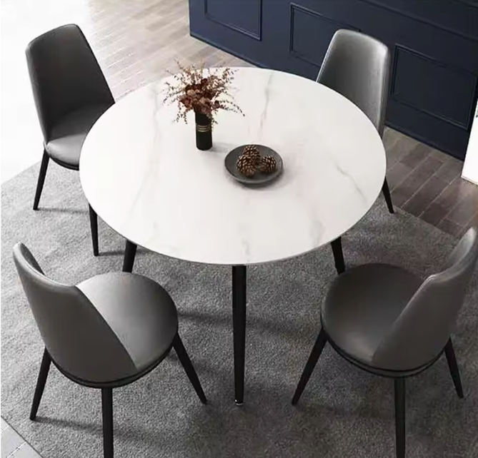 Ronde eettafel marmerlook – Ø80 cm voor 2–4 personen
