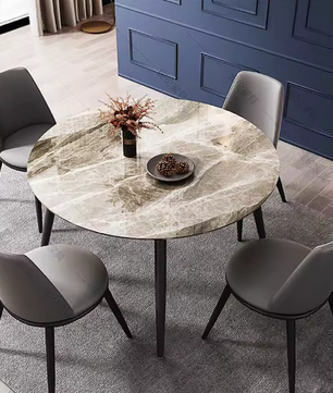 Ronde eettafel marmerlook – Ø80 cm voor 2–4 personen