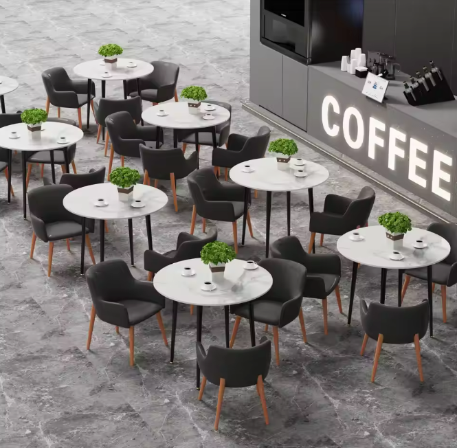 Ronde eettafel marmerlook – Ø80 cm voor 2–4 personen