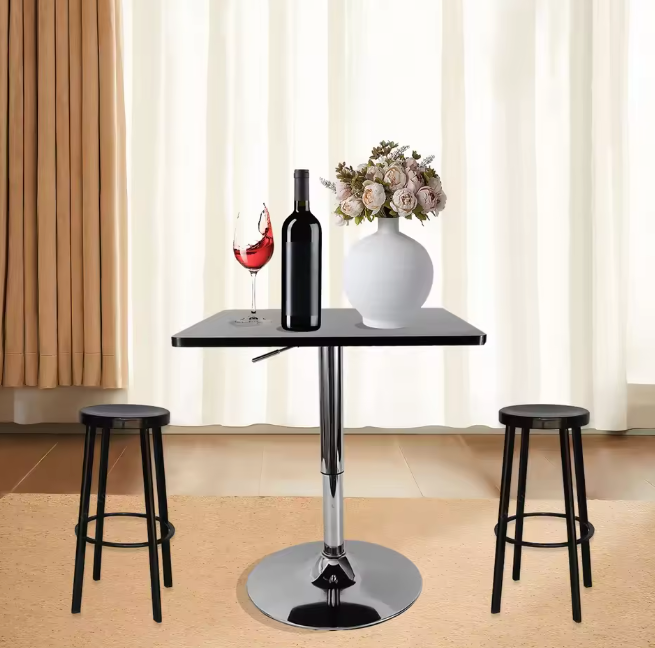 Vierkante verstelbare bartafel 70–90 cm met gaslift
