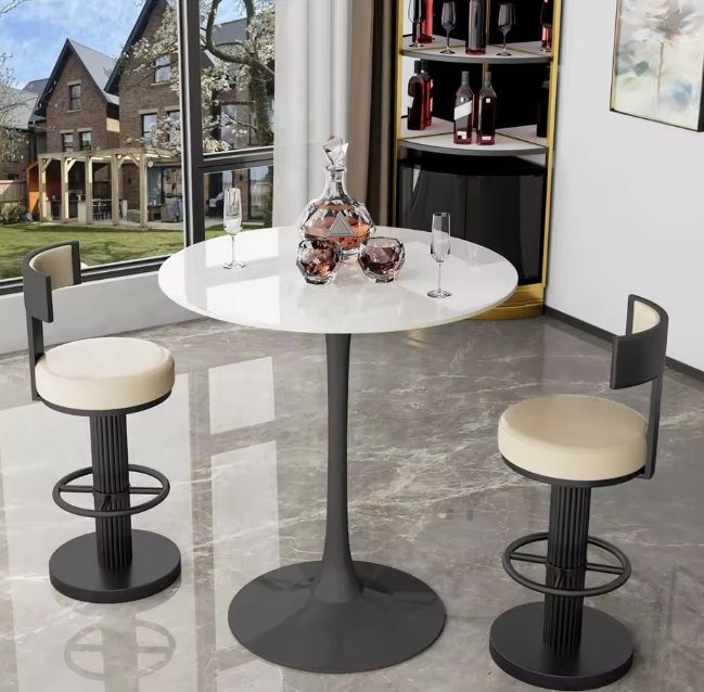 Ronde bartafel 100 cm met gesinterd stenen blad