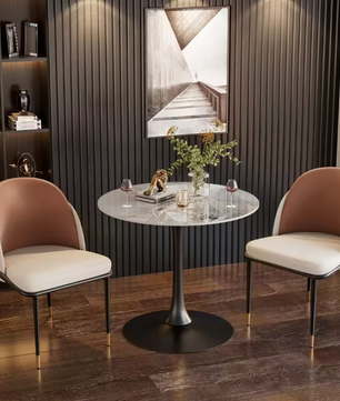 Ronde bistrotisch 78,5 cm hoog met gesinterd stenen blad