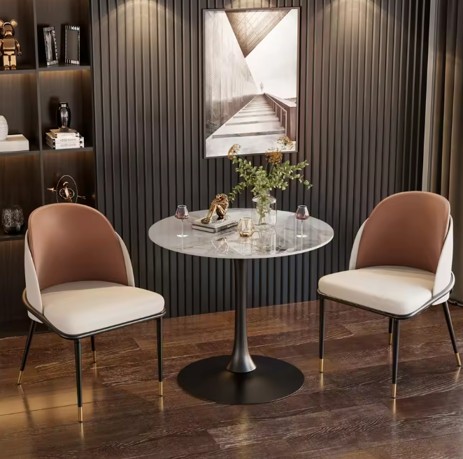 Ronde bistrotisch 78,5 cm hoog met gesinterd stenen blad