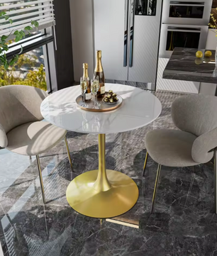Ronde bistrotisch 78,5 cm hoog met gesinterd stenen blad