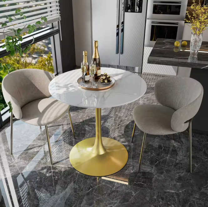 Ronde bistrotisch 78,5 cm hoog met gesinterd stenen blad