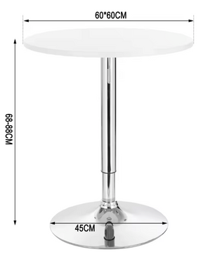 Verstelbare ronde bartafel 60 cm met draaibaar blad