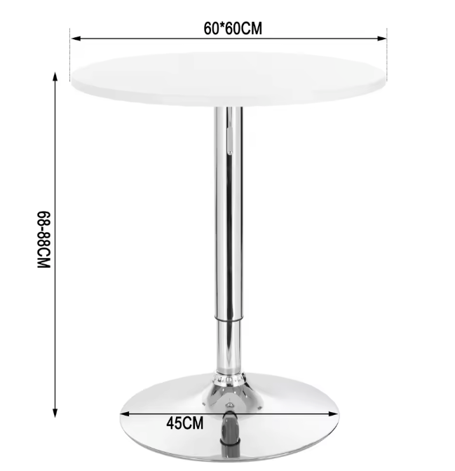 Verstelbare ronde bartafel 60 cm met draaibaar blad