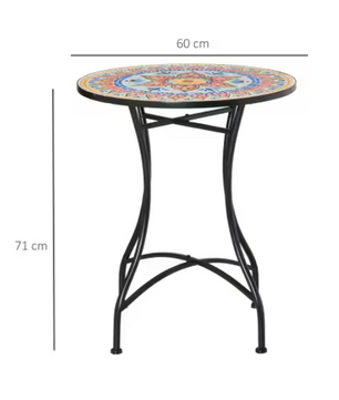 Ronde mozaïek bistrotafel 60 cm keramiek en metaal