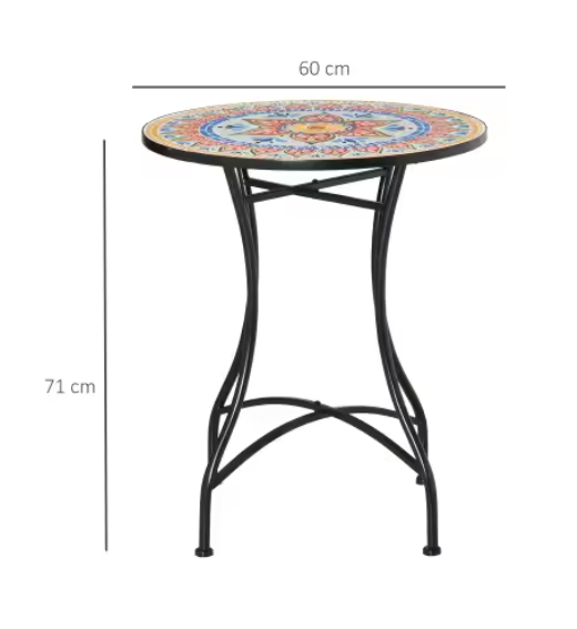 Ronde mozaïek bistrotafel 60 cm keramiek en metaal