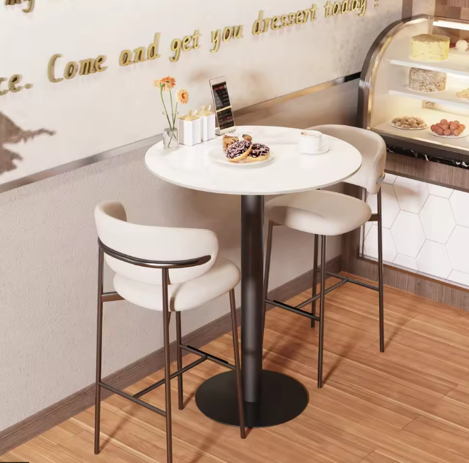 Ronde bartafel 100 cm met gesinterd stenen blad