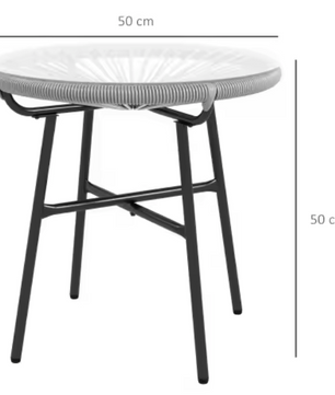 Ronde bistrotafel 50 cm met glazen blad en rotan rand