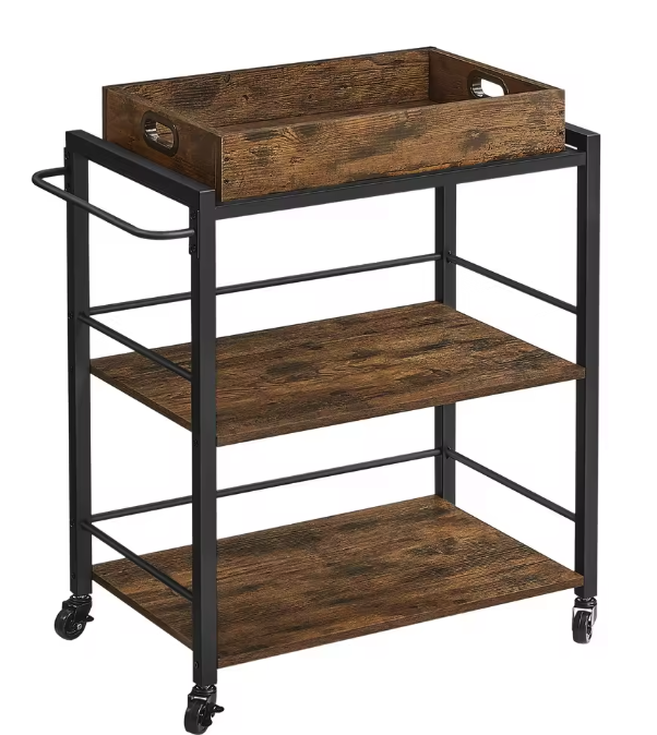 Serveerwagen met Afneembaar Dienblad – Industrieel Design & Wielen