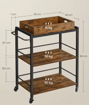 Serveerwagen met Afneembaar Dienblad – Industrieel Design & Wielen